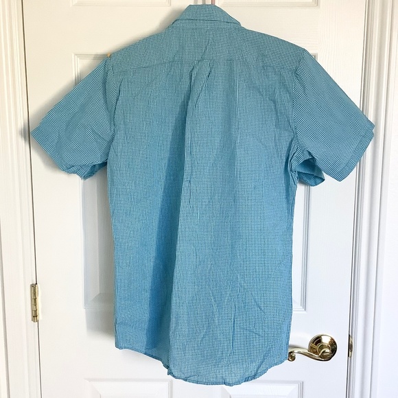 Mens XS-S New American Apparel Short Sleeve Button Lt Blue Shirt Cotton USA Made - Picture 5 of 16